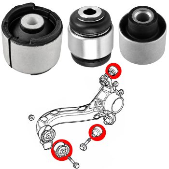 Silentblocs de bras oscillant et fusée arrière, BMW Serie 3 E36, E46, X3 E83