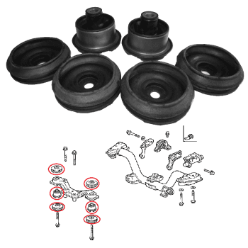 Silentblocs de support différentiel arrière, Honda Civic, CR-V, HR-V, Jazz, Concerto