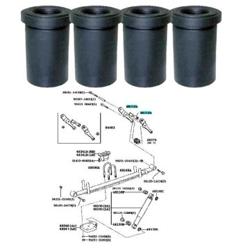 Toyota Hiace 100/200, 4 Silentblocks rodamiento trasero