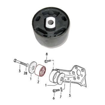 Silentbloc du support moteur droit, VW Golf I, Jetta I, Scirocco, Caddy