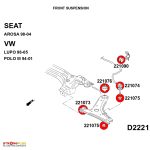 polyurethane front suspension kit VW Polo 6N