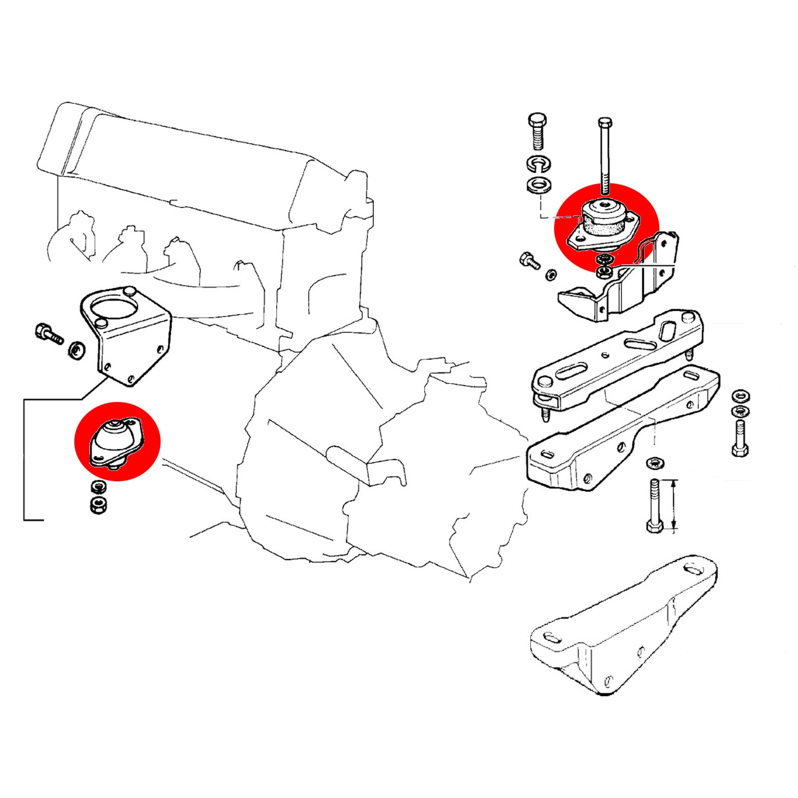 Diagrama de soporte del motor del Panda 4x4